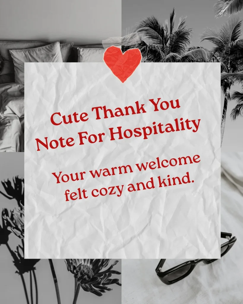 Cute Thank You Note For Hospitality