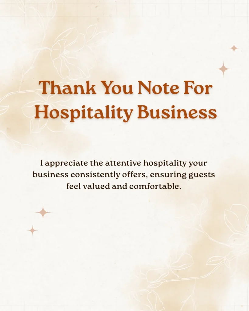 Thank You Note For Hospitality Business