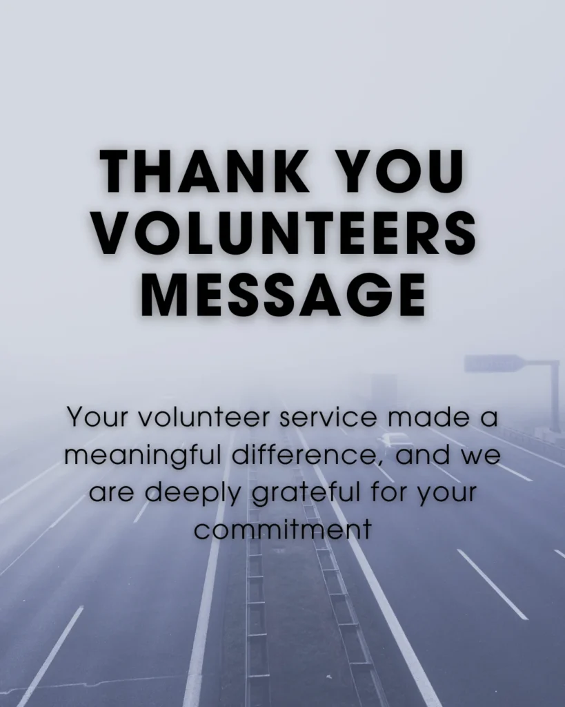 Thank you volunteers message